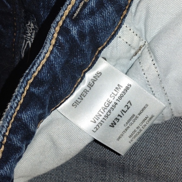 Silver Vintage Slim with Dark Stripes down both sides Medium Wash Jeans 31/27 - Picture 5 of 7